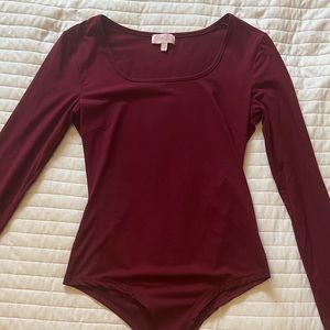 Maroon square neck bodysuit